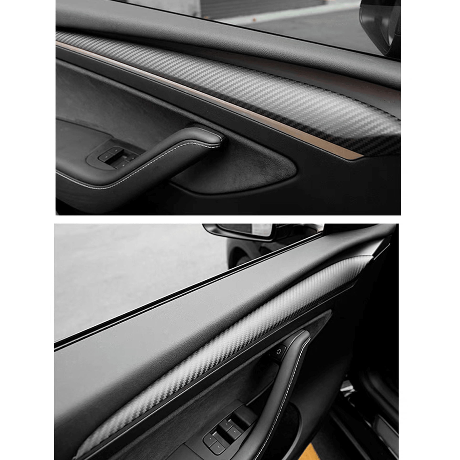 Real Carbon Fiber Front Door Trim Covers For Tesla Model 3&Y-Motor Vehicle Interior Fittings-Teego