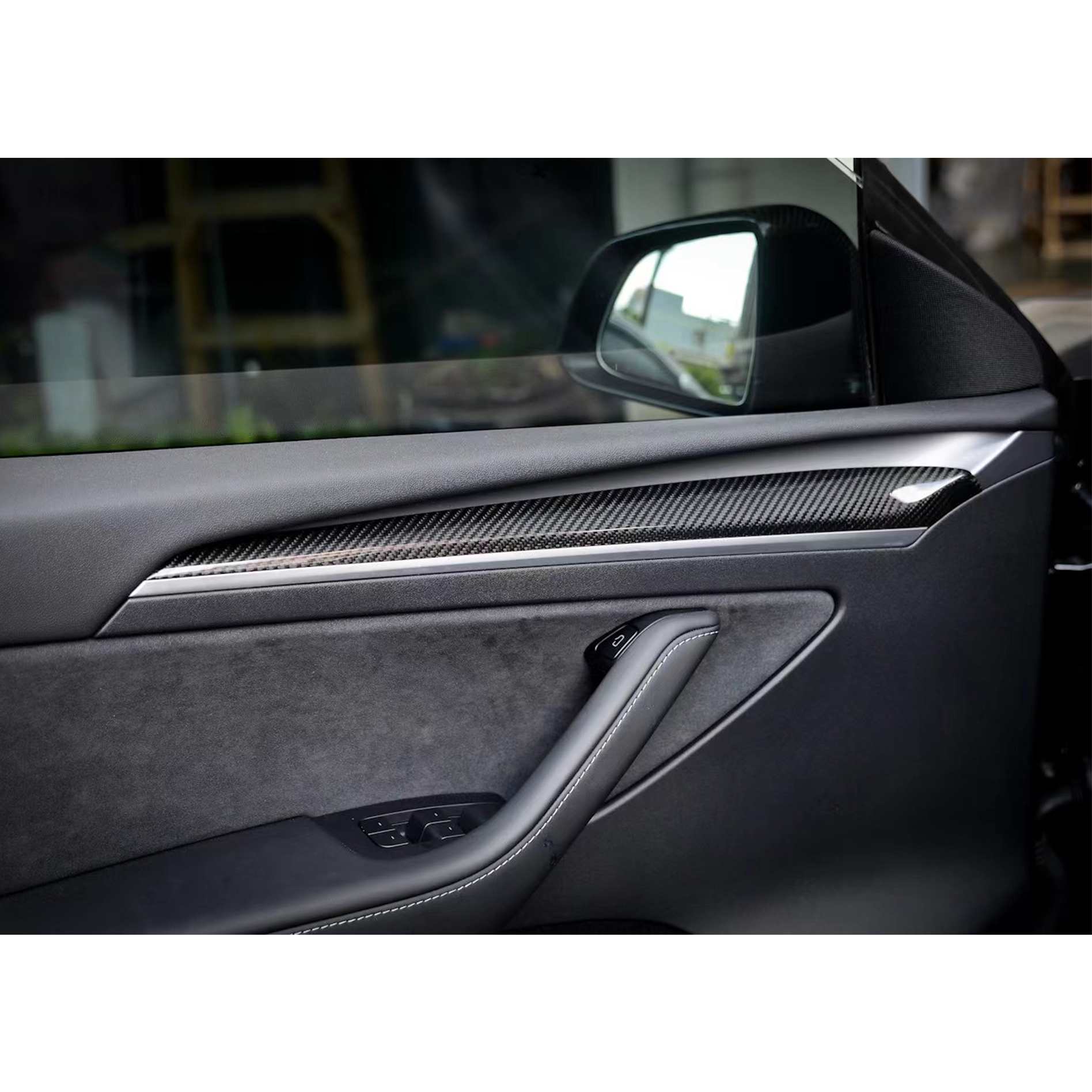 Real Carbon Fiber Front Door Trim Covers For Tesla Model 3&Y-Motor Vehicle Interior Fittings-Teego