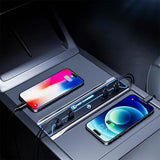 2024+ Tesla Model 3 Premium Center Console USB Hub with 27W Fast Charging & 7-Color Ambient Lighting
