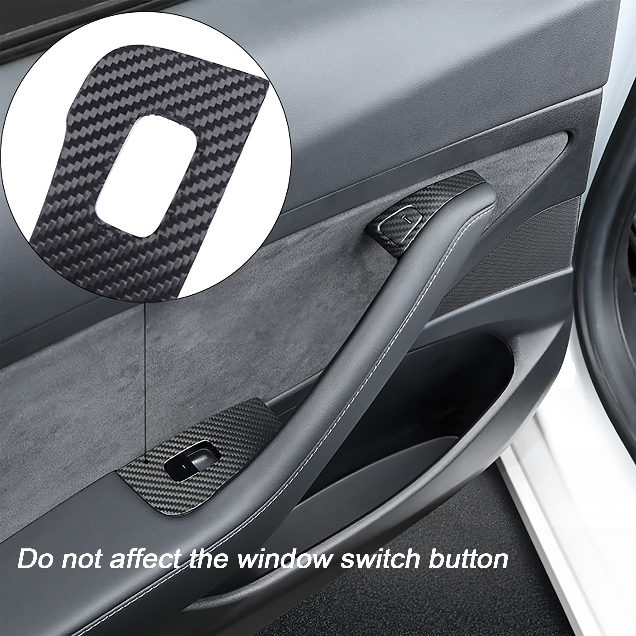 Carbon fiber window switch covers for Tesla Model 3 Highland
