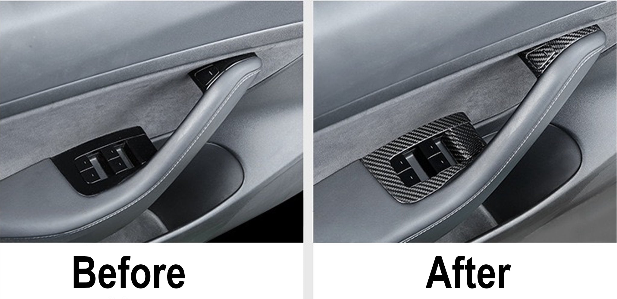 Real Carbon Fiber Window Switch Trim Cover for Tesla Model 3 & Model Y – Luxury Interior Upgrade