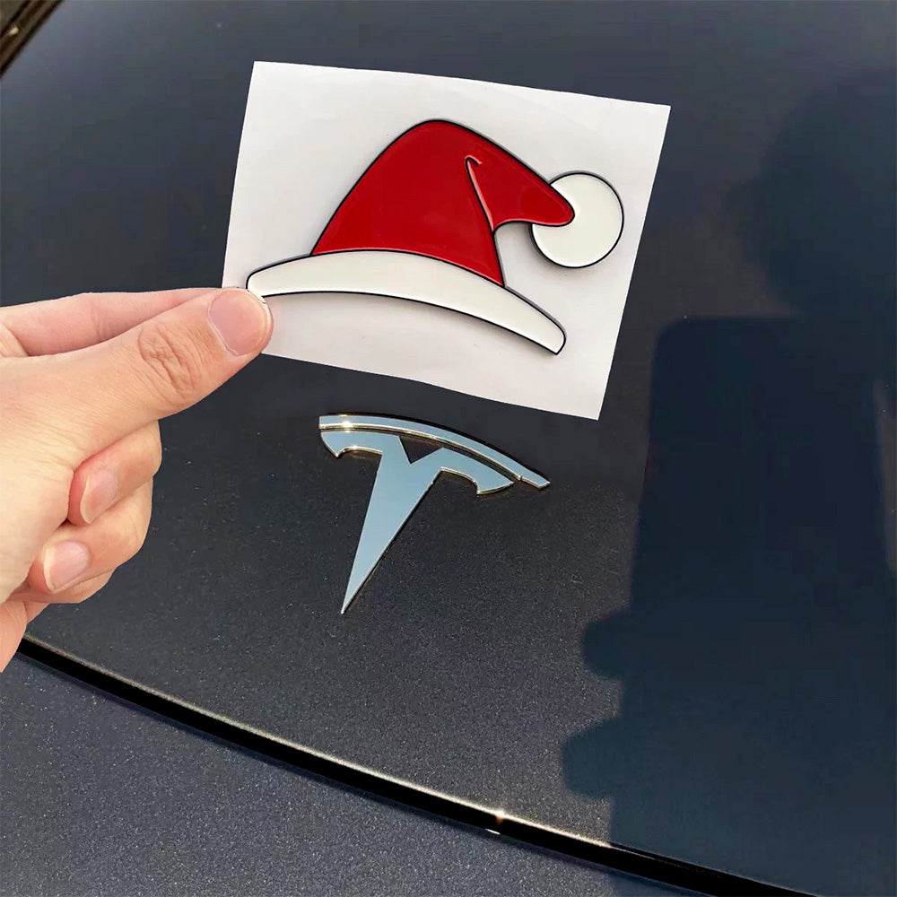 TESSGO Christmas Santa Hat Emblem Stickers FOR Tesla S 3 X Y Cybertruck