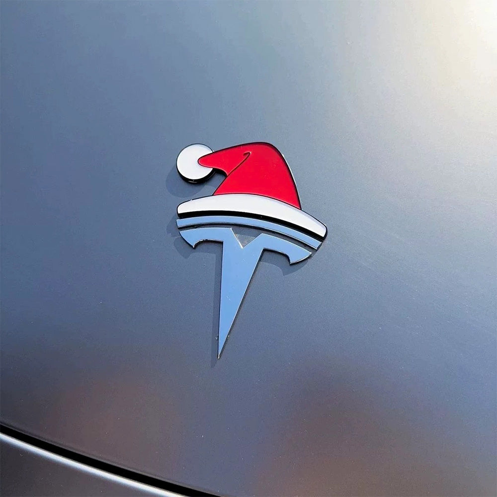 TESSGO Christmas Santa Hat Emblem Stickers FOR Tesla S 3 X Y Cybertruck