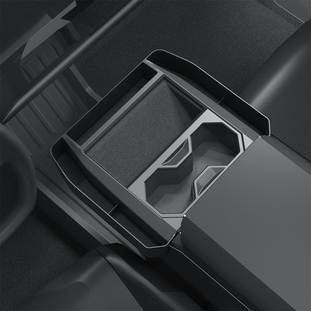 Tesla Cybertruck Center Console Side Storage Organizer – Upgraded with Side Pockets for Smartphone, Sunglasses, Cards & AirPods