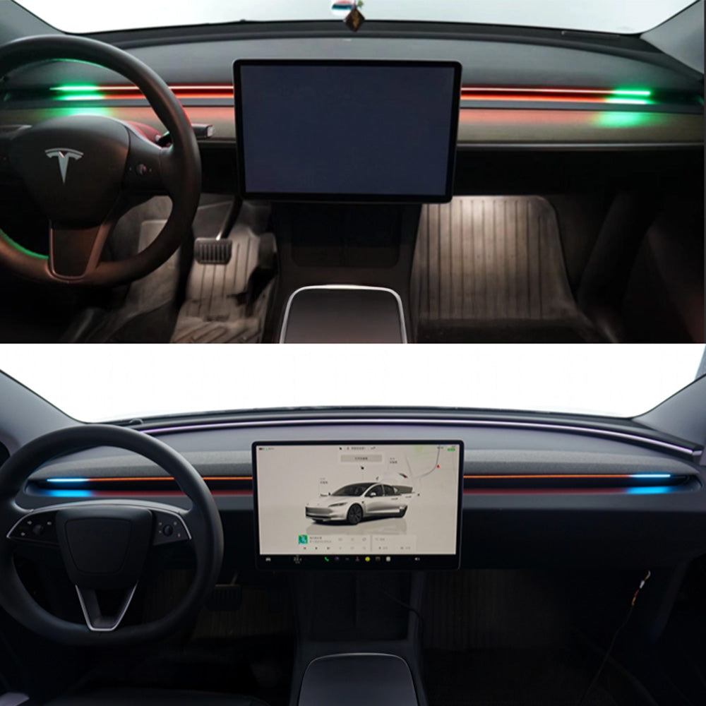 Tesla LED Ambient Light Upgrade Kit for Model 3 & Model Y (2017–2025) – Intelligent Blind Spot Alerts, RGB Interior Lighting & Smart Driving Indicators