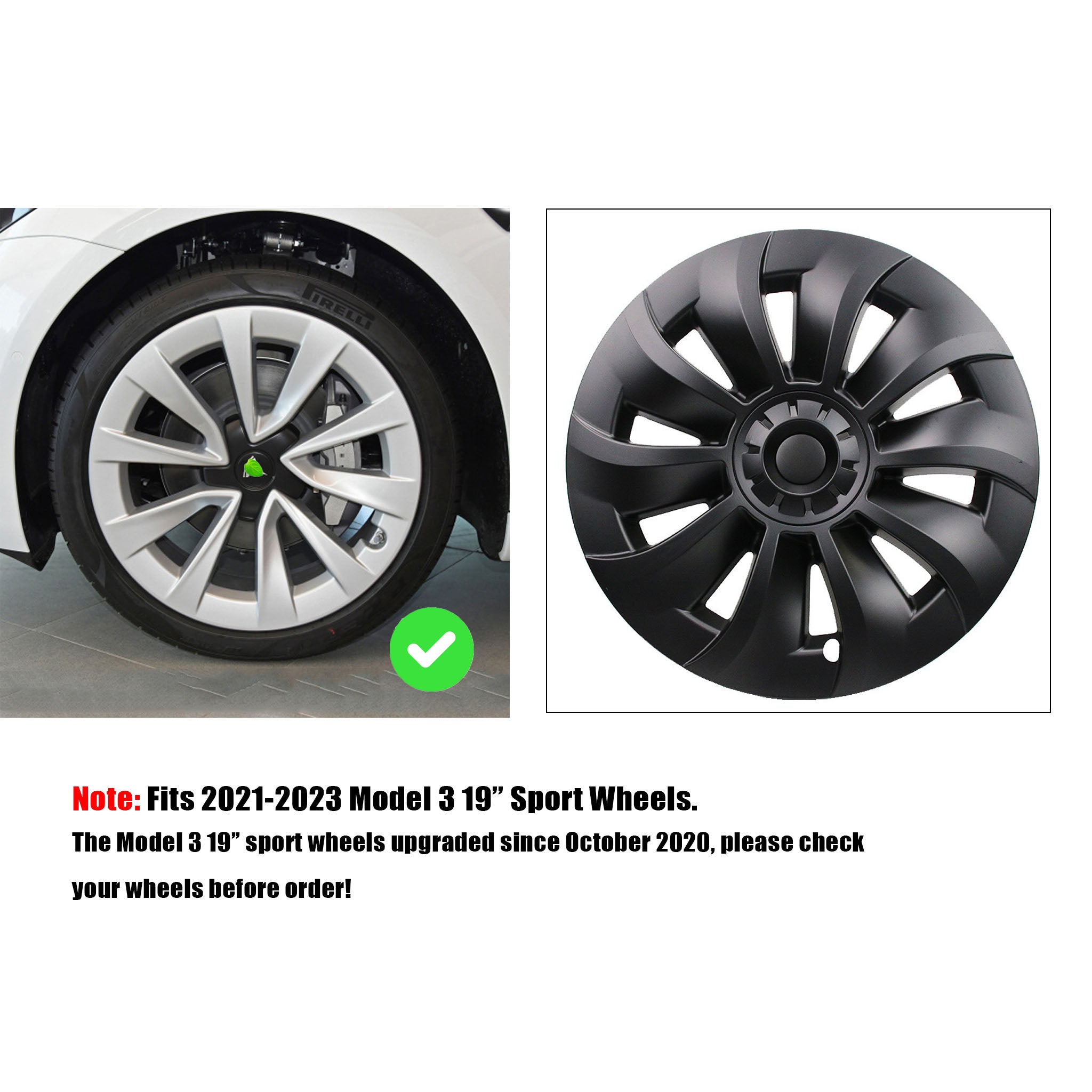 Tesla Model 3 Uberturbine Wheel Cover 19 Inch Hub Caps - Compatibility