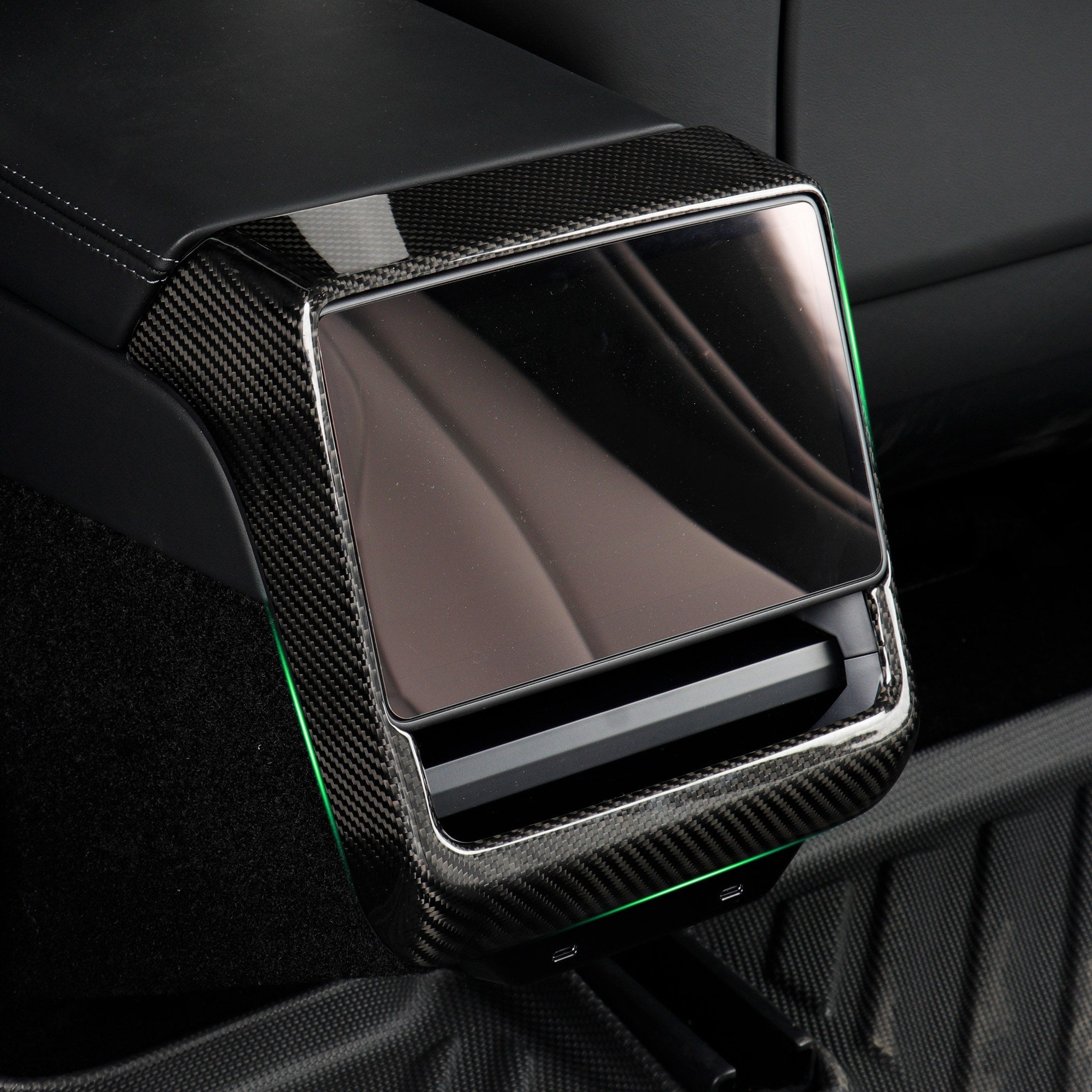 side view of Tesla Model 3 with Carbon Fiber Rear Screen Frame