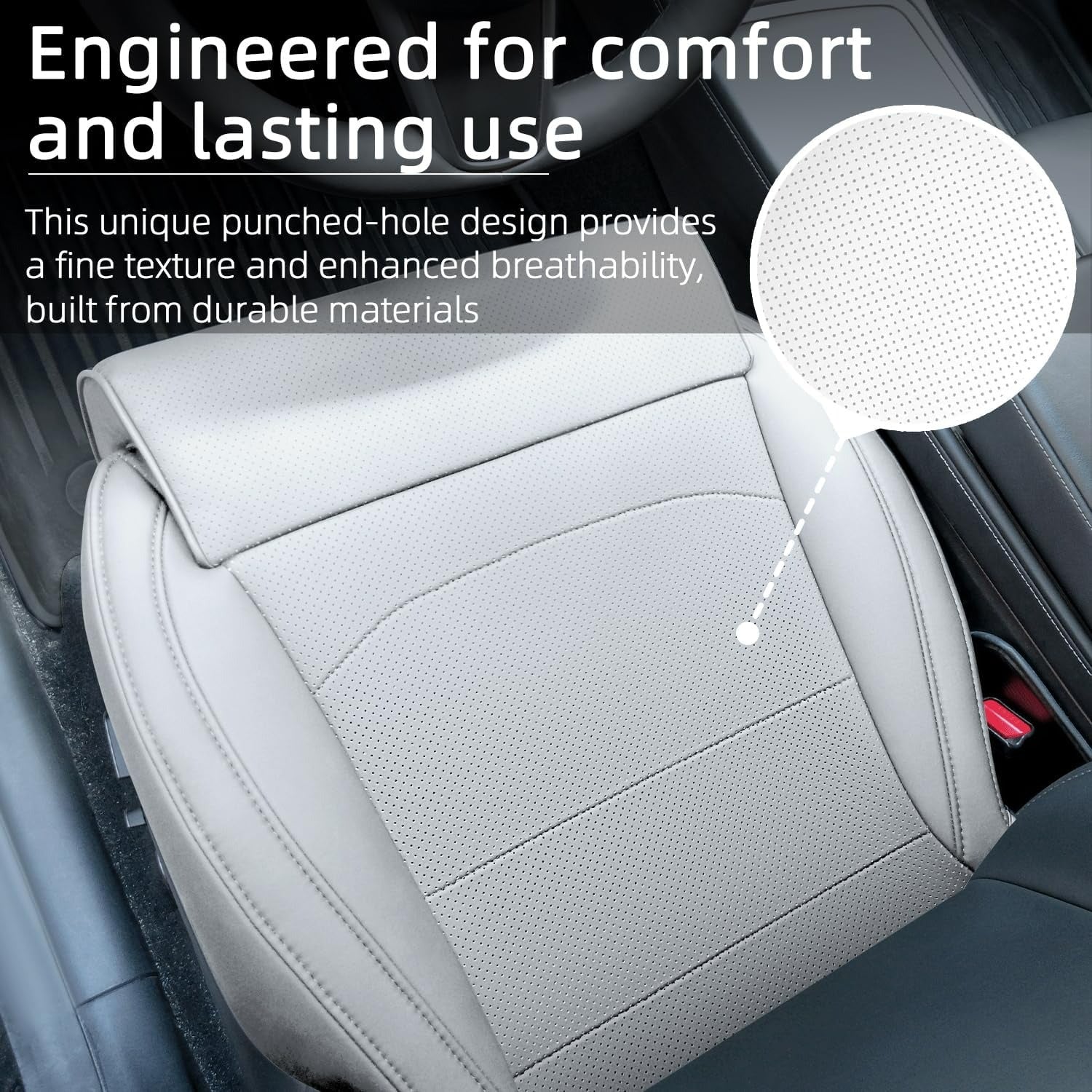 Tesla Model 3/Y Seat Cushion Cover with Memory Foam Leg Support (1 Pcs) – Full Coverage Design, Breathable & Water-Resistant Protection
