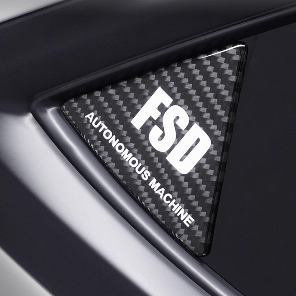 Tesla Model 3 & Y Carbon Fiber Rear Quarter Window Trim (FSD Mark)