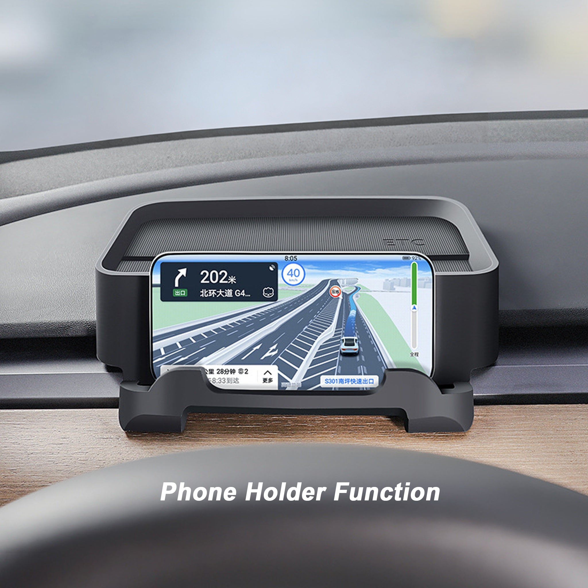 Multi-Function Phone Holder & Tray for Tesla Model 3 & Y – Premium TPE Interior Organizer