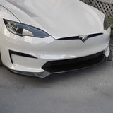 Tesla Model S Carbon Fiber Front Lip Splitter & Aero Body Kit - Matte/Glossy Finish | High Downforce Design 2021-2025