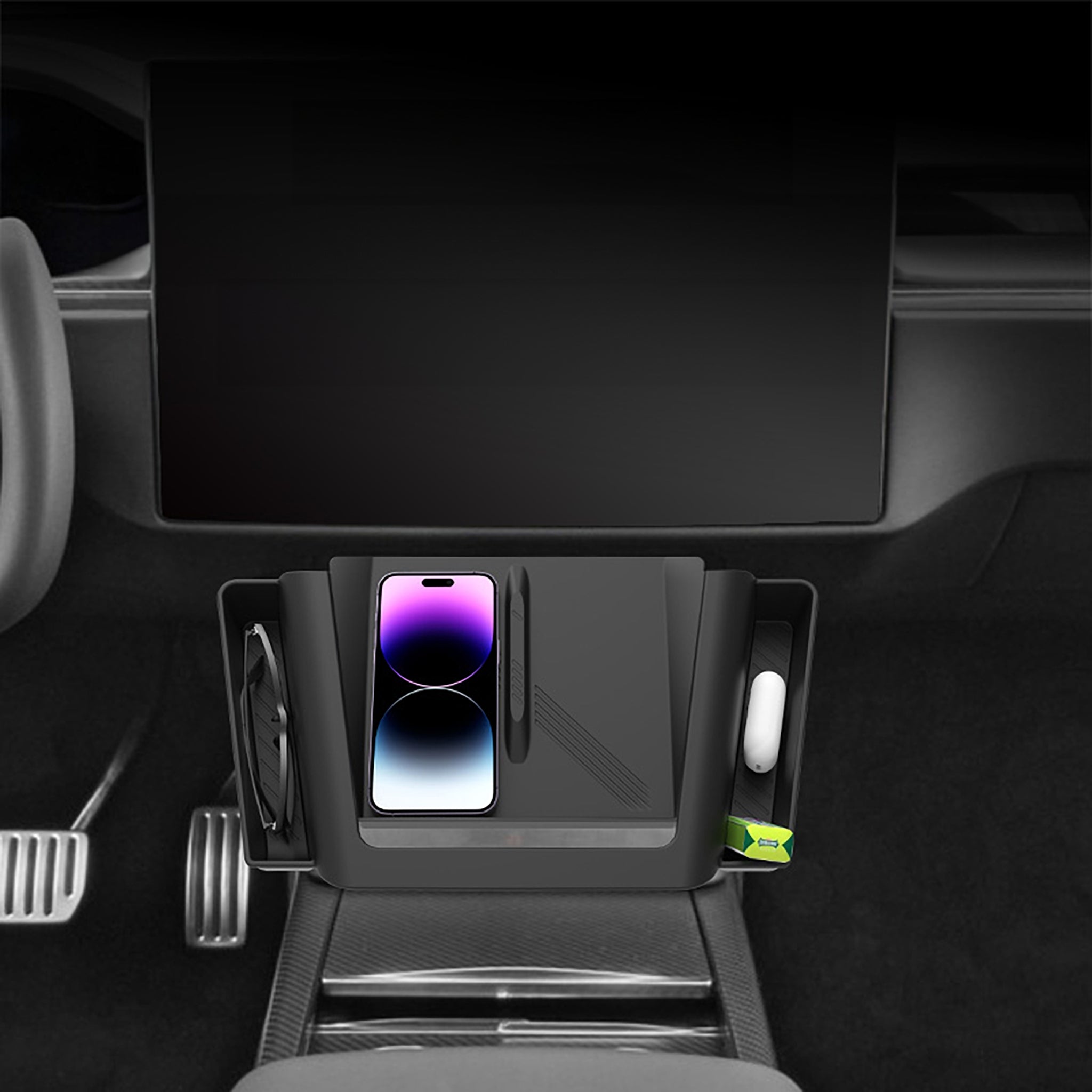 Custom Silicone Center Console Storage Trays for Refreshed Tesla Model X 2021+ – Dust-Resistant, Non-Slip Interior Organizer