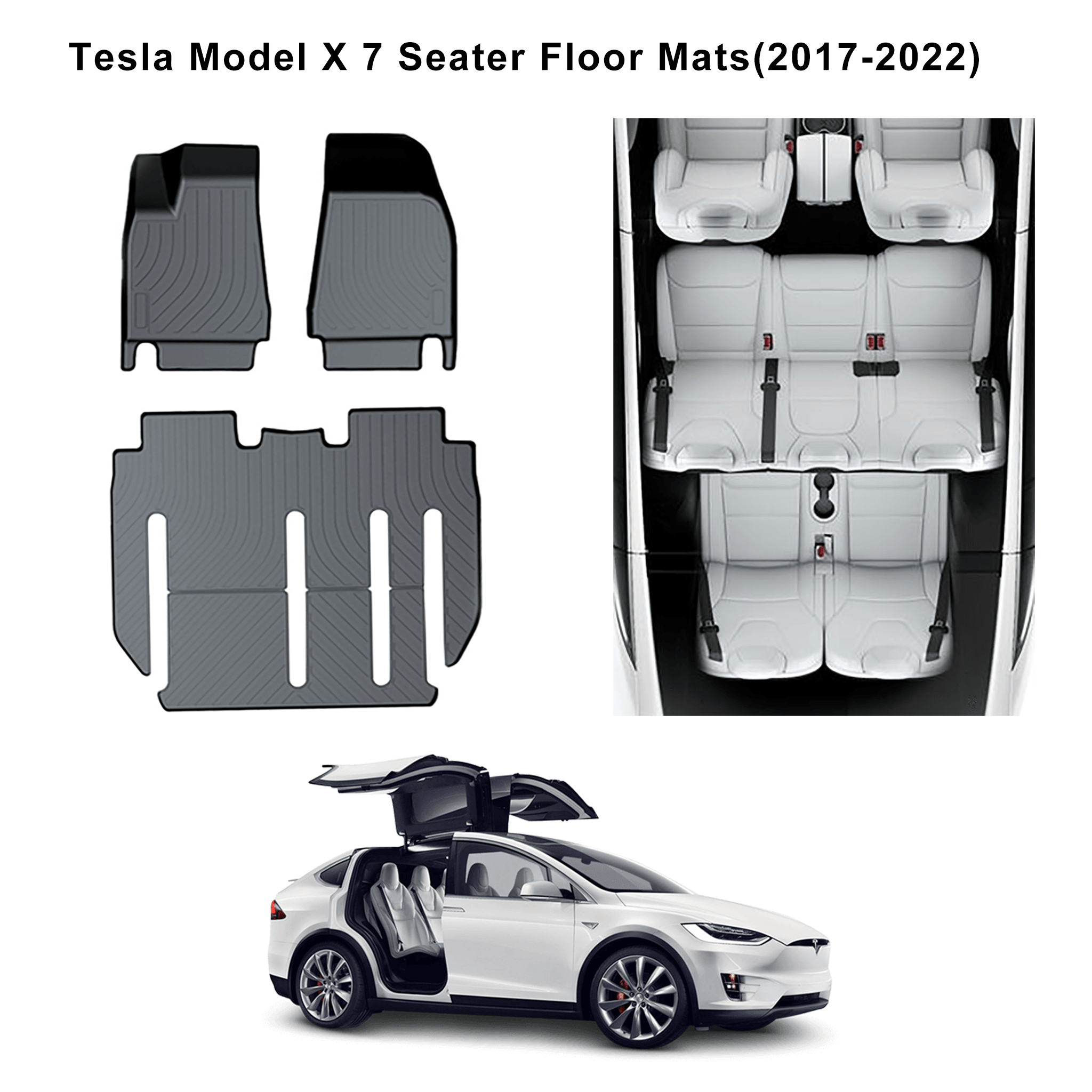 Floor Mats For Tesla Model X 2016-2023-Motor Vehicle Carpet & Upholstery-Teego