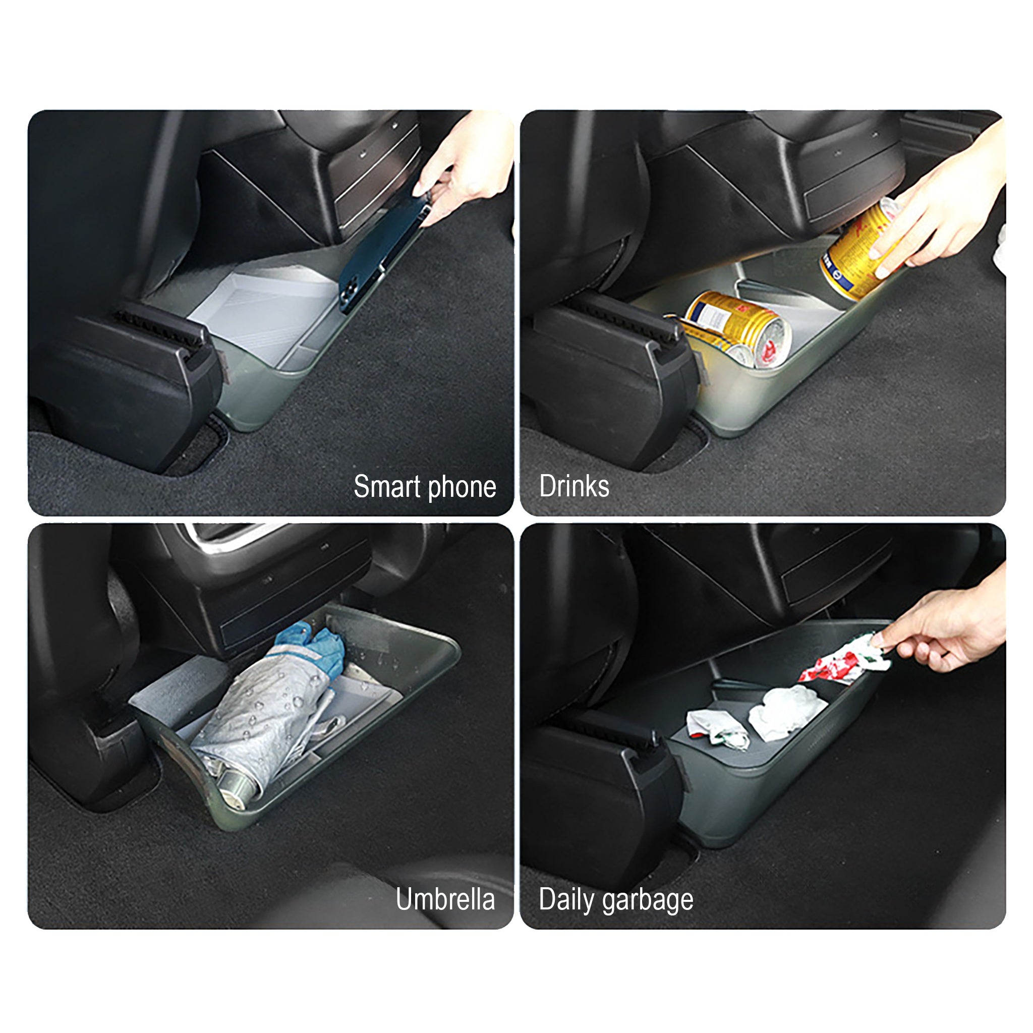 Tesla Model X Rear Seat Storage Box & Removable Trash Bin – Multi-Purpose Organizer for Drinks, Phones, Toys & Trash