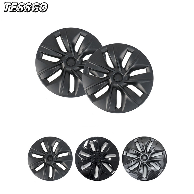 Tesla Model Y 19 Inch Gemini Wheel Cover Matte Black Hubcaps (4 Pcs Set) Curb Rash Protection