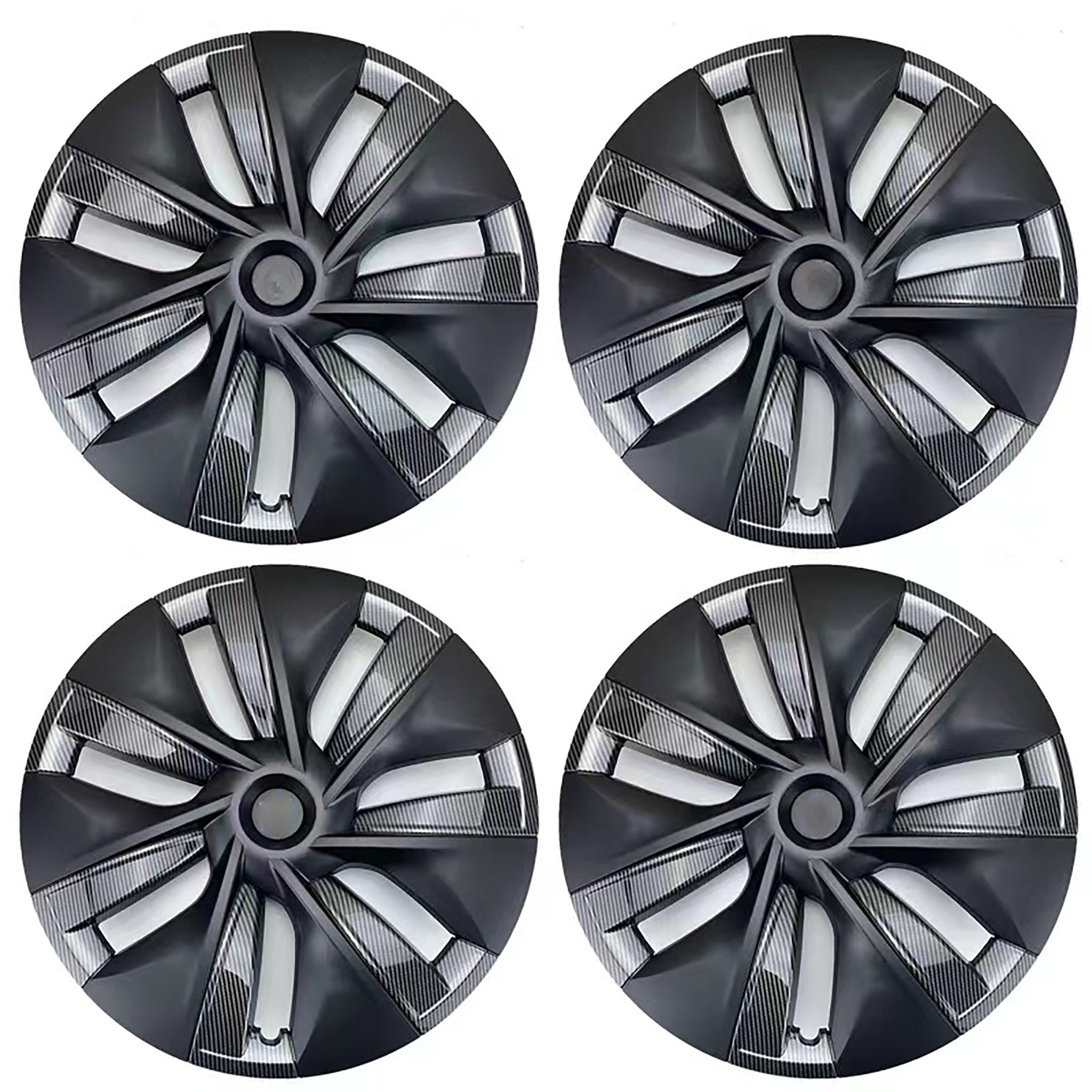 4Pcs for Tesla Model Y Wheel Covers 19 Inch Carbon Fiber Hubcaps Rim Protector Replacement Kit