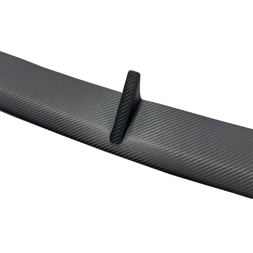 Detail view of Tesla Model Y Carbon Fiber Front Lip Spoiler