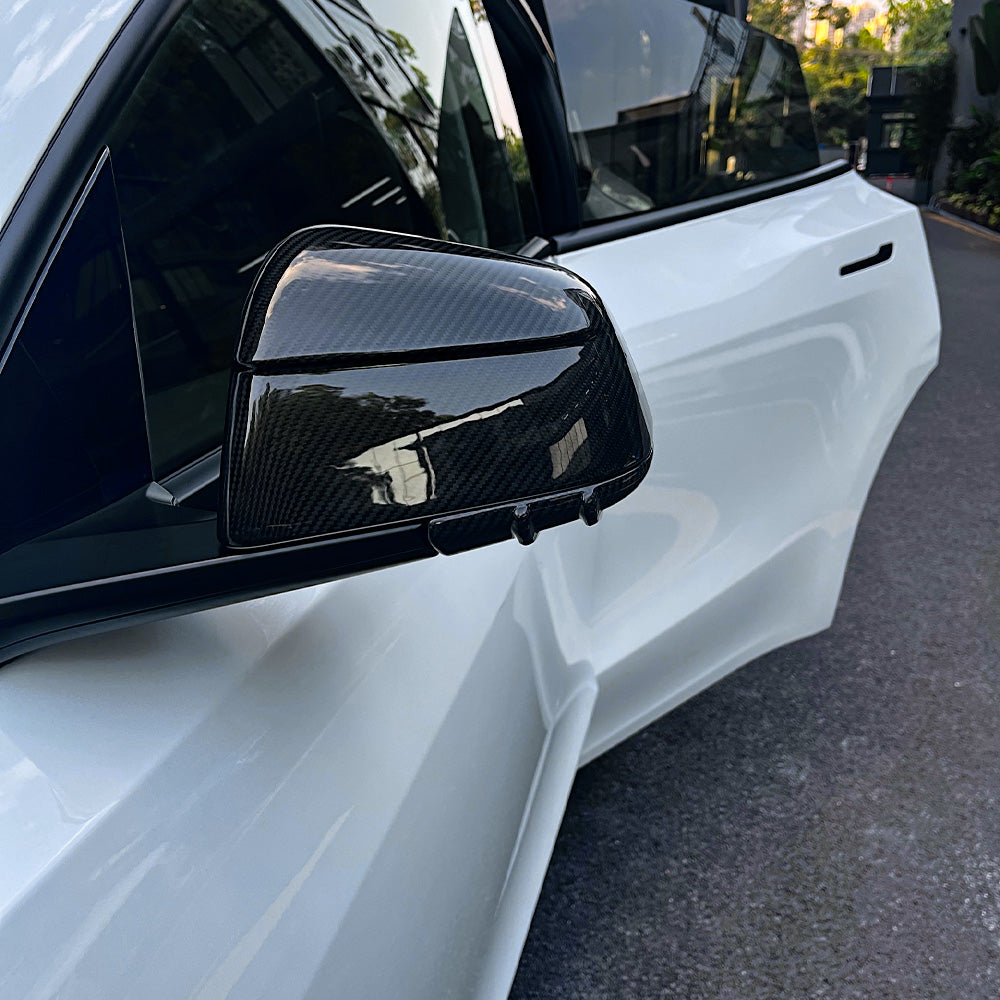 Tesla Model Y Carbon Fiber Mirror Covers (Upper & Lower)