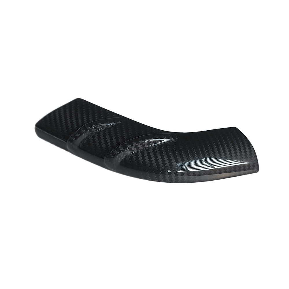 Close-Up of Tesla Model Y Black Carbon Fiber Lower Mirror Cover