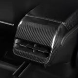 Side view of Carbon Fiber Rear AC Outlet Cover For Tesla Model 3 & Y by Teego