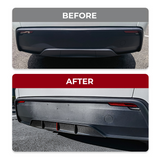 Before vs after installation: Tesla Model Y with Carbon Fiber Rear Diffuser