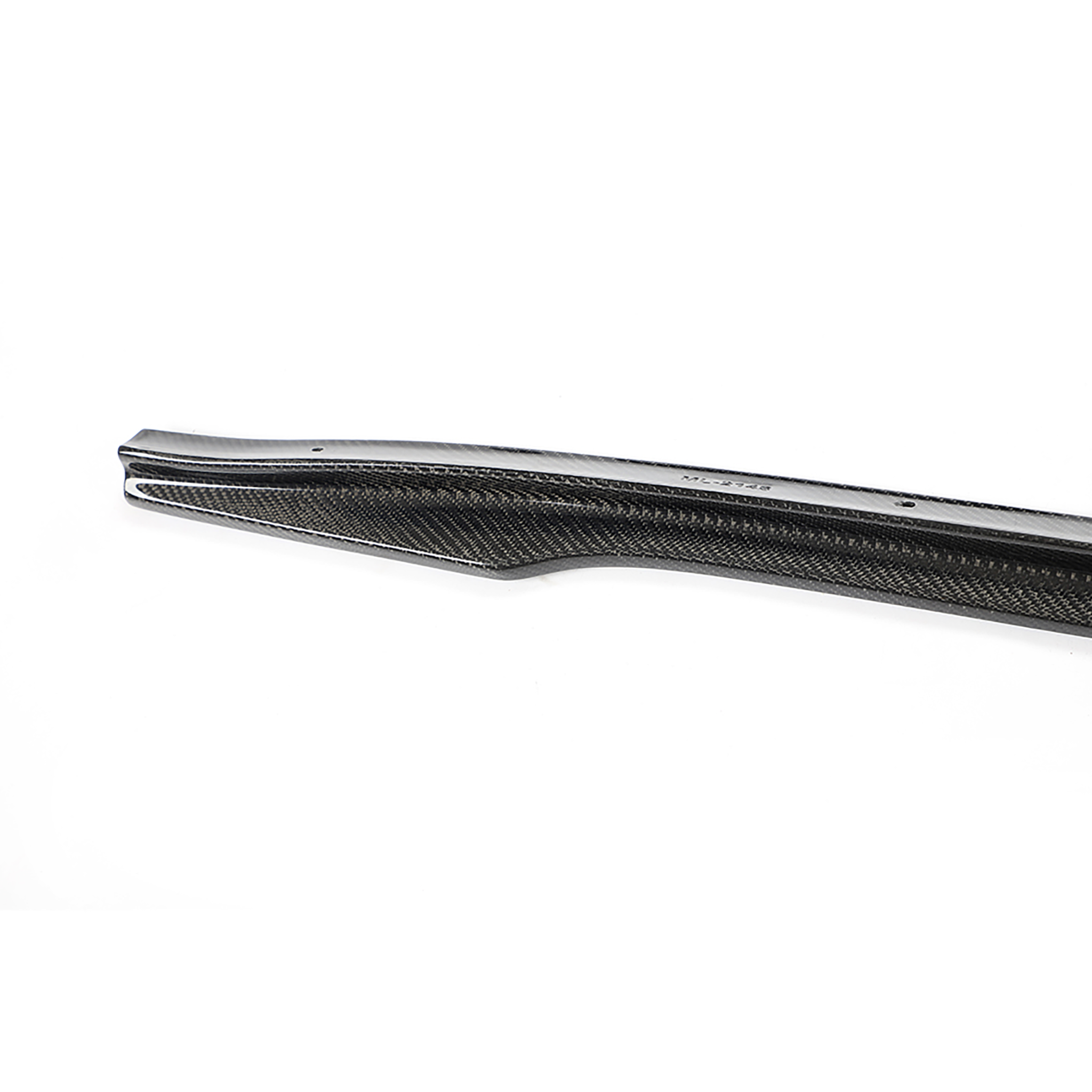 Close-up view of Real Carbon Fiber V-Style Side Skirts For Model 3