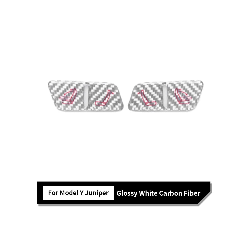 Tesla Model Y Juniper White Carbon Fiber Rear Seat Folding Button Trim