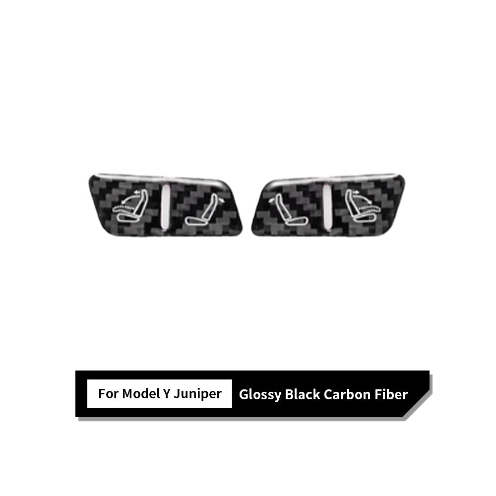 Tesla Model Y Juniper Black Carbon Fiber Rear Seat Folding Button Trim
