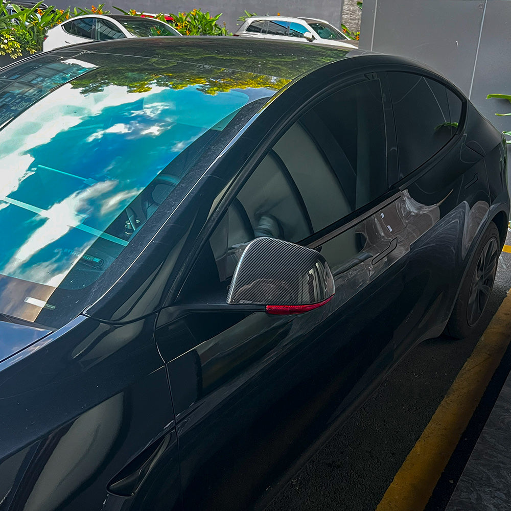 Full Carbon Fiber Mirror Cover Set (Upper & Lower) for 2020–2025.02 Tesla Model Y