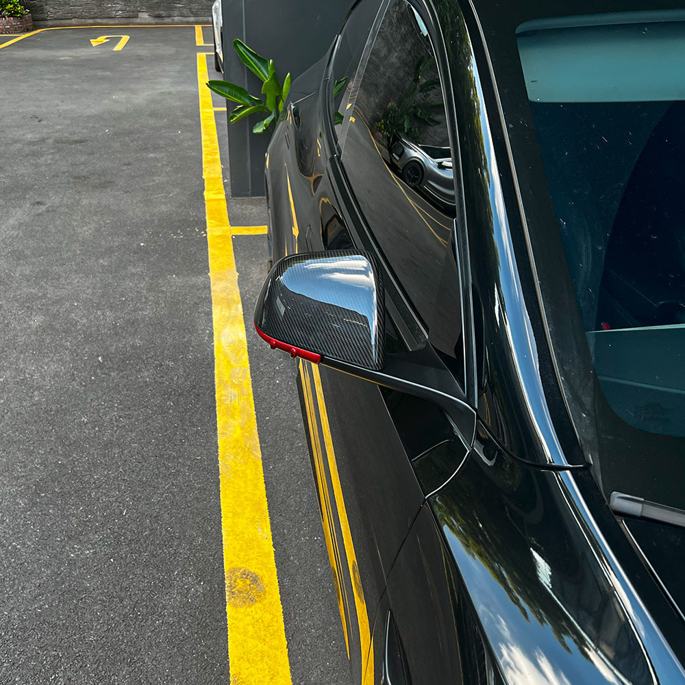 Full Carbon Fiber Mirror Cover Set (Upper & Lower) for 2020–2025.02 Tesla Model Y