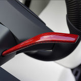 Side view of Tesla Model Y Juniper Carbon Fiber Turn Signal Stalk Covers