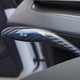 Front view of Tesla Model Y Juniper Carbon Fiber Turn Signal Stalk Covers