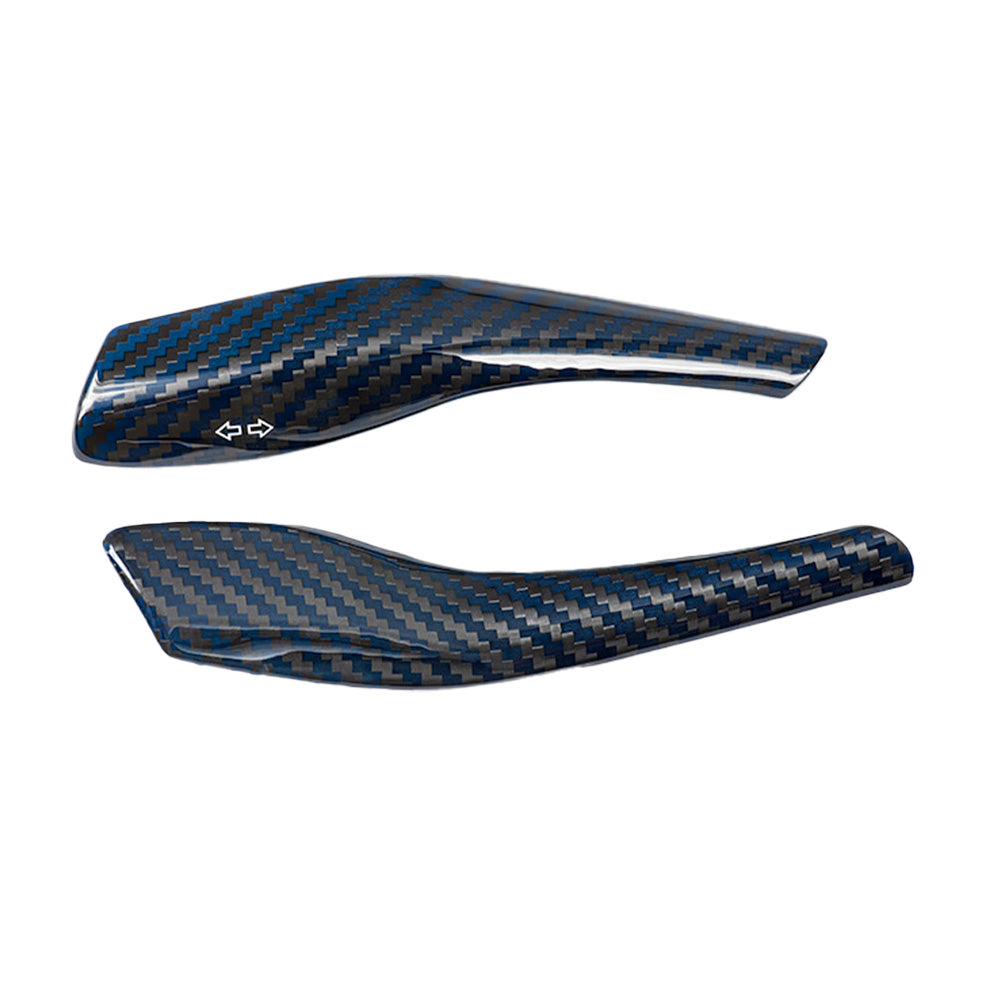 Tesla Model Y Juniper bule glossy Carbon Fiber Turn Signal Stalk Covers