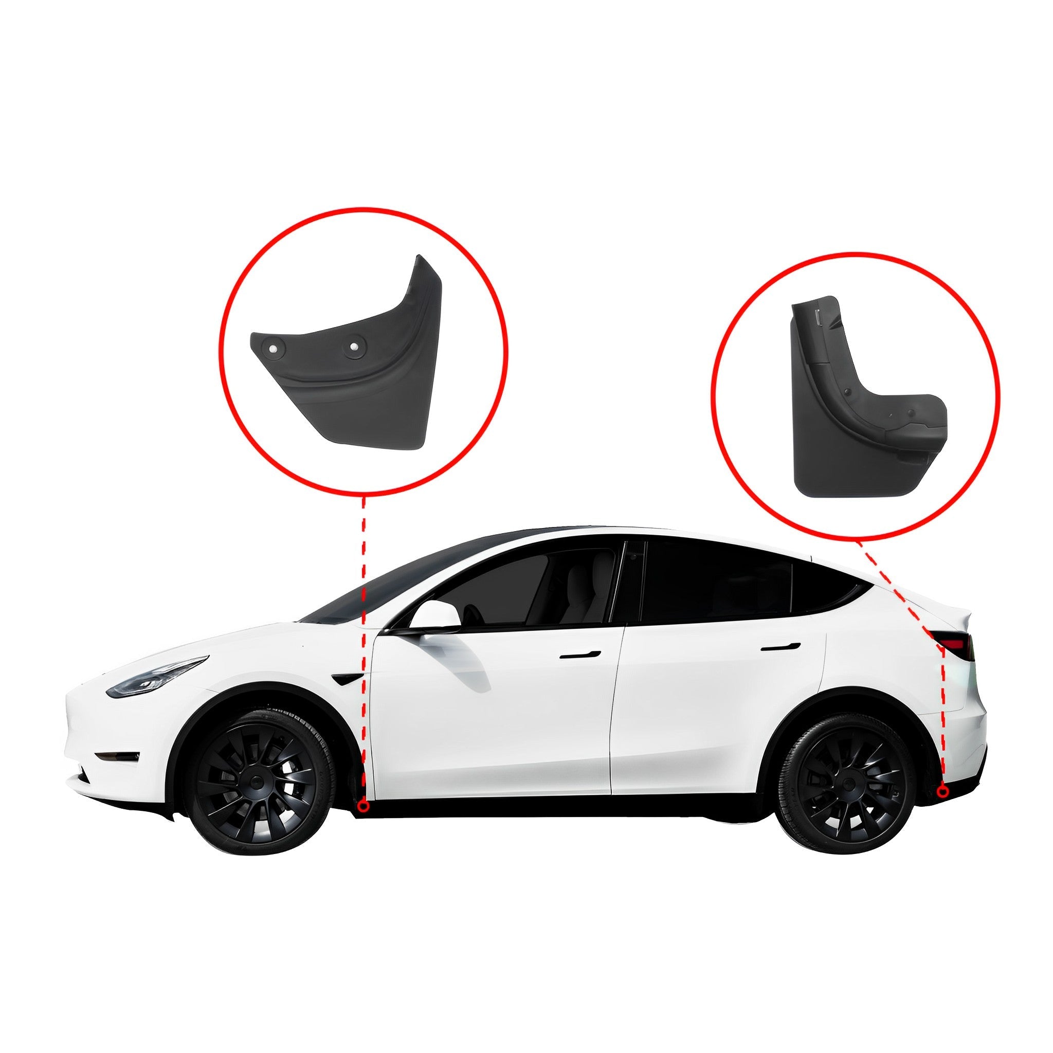 Best Flexible Mud Flaps Set For Tesla Model Y / 3 - With Push-on Clips