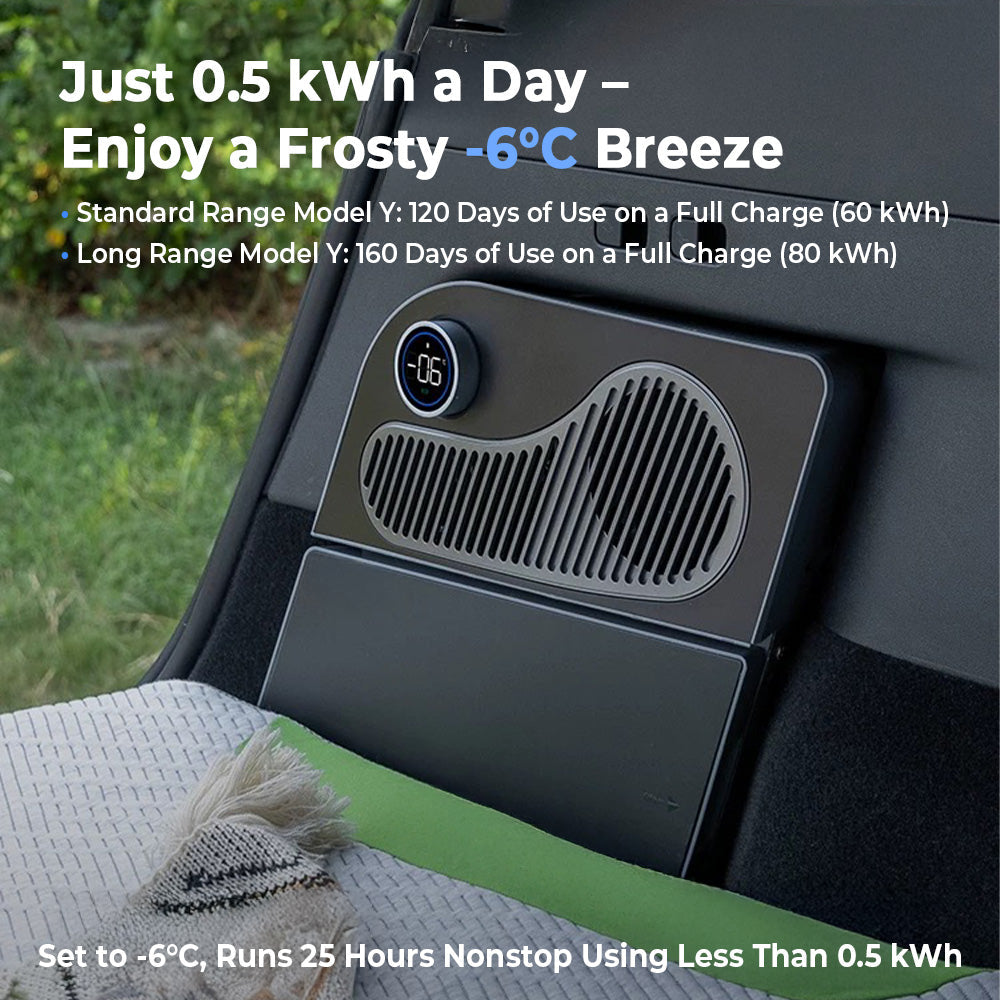 Tesla Model Y Portable Car Refrigerator – Smart App-Controlled 16L Camping Cooler with AI Cooling | Fits 2020–2025+ Including Juniper Gen 3.0