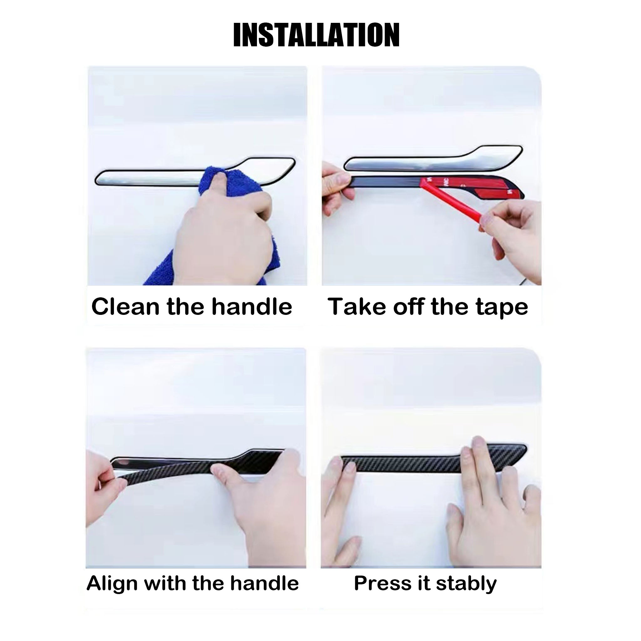 installing Tesla model y 3 Carbon Fiber Door Handle Wrap