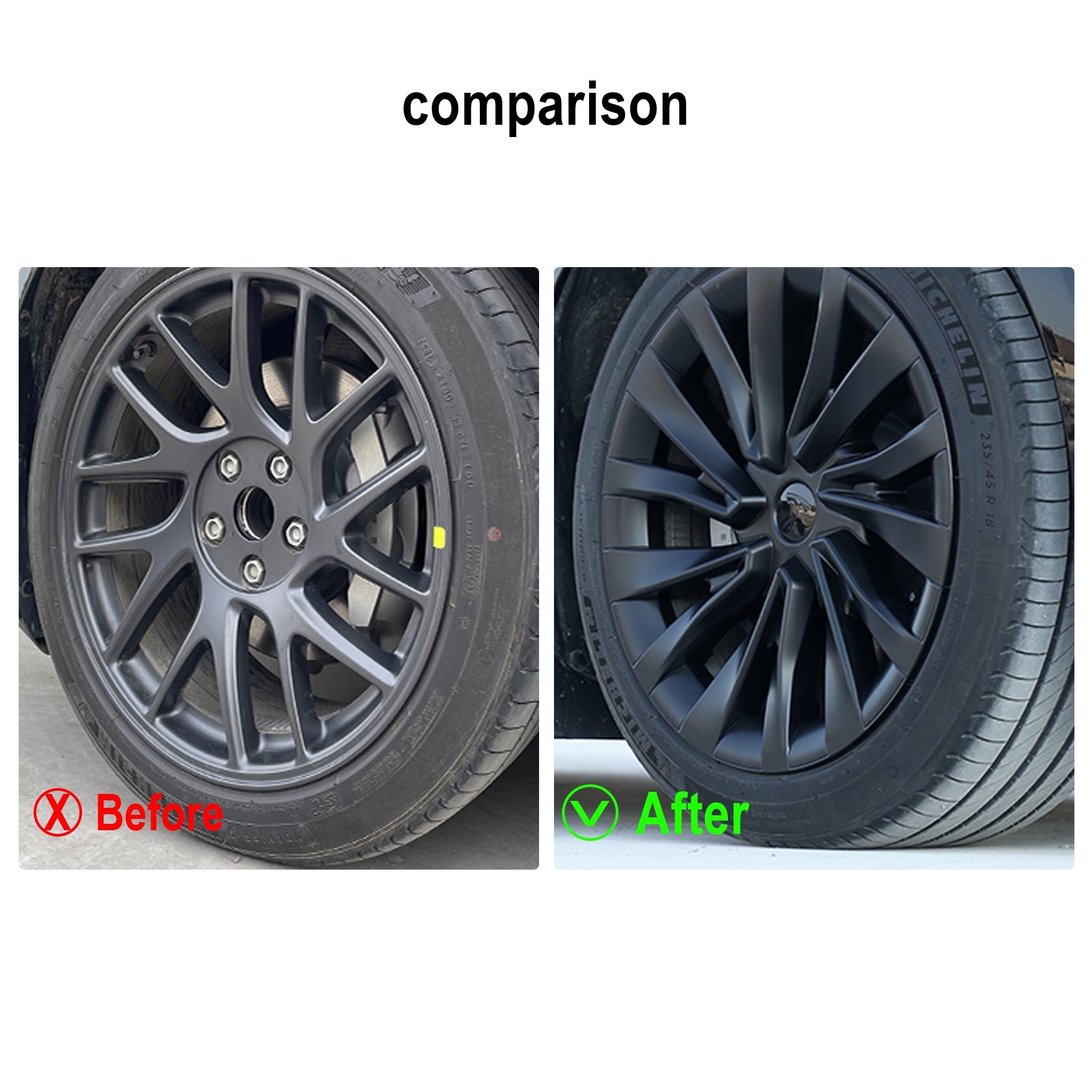Tesla Model 3 Highland Wheel Covers - Installation Before & After