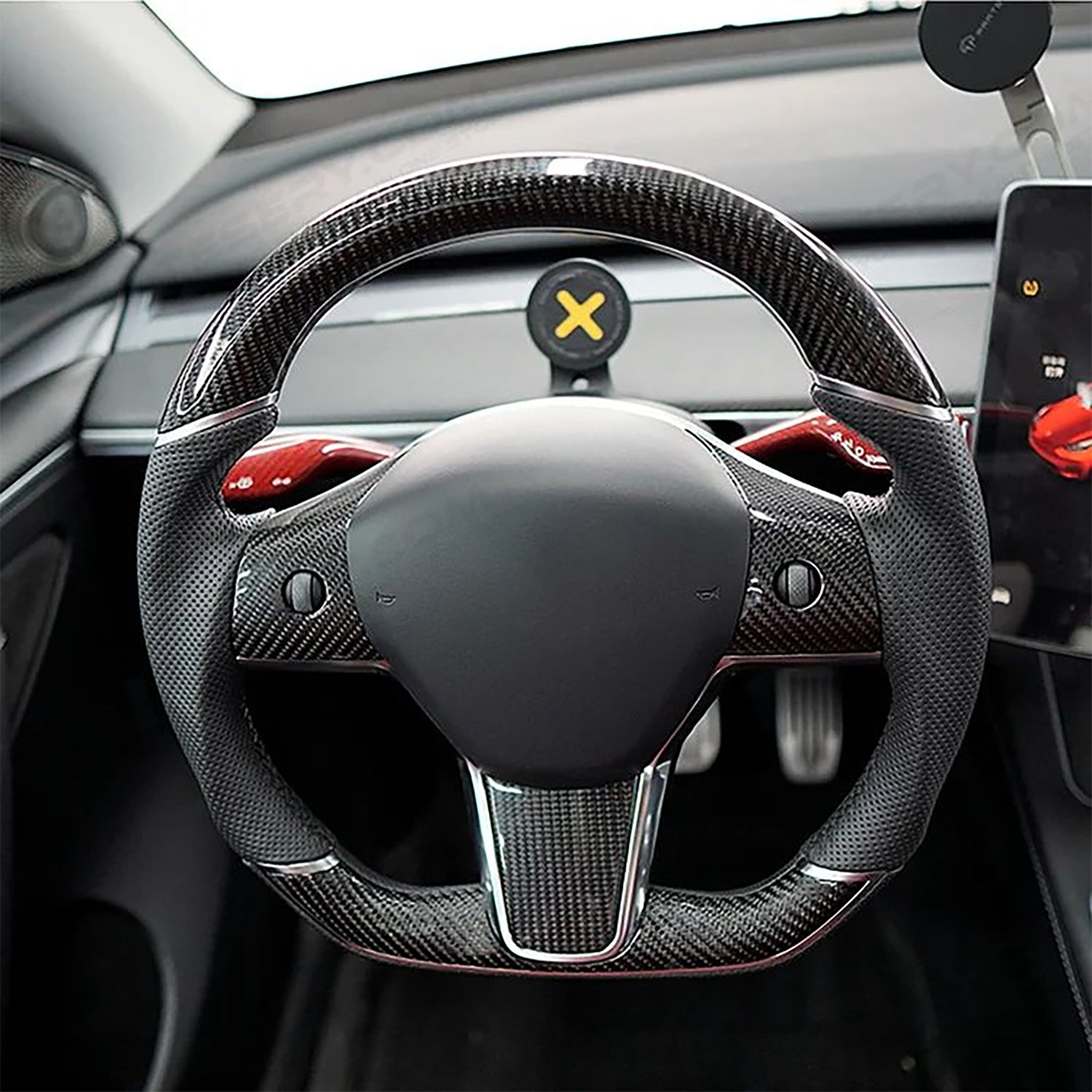 Carbon Fiber Sport Steering Wheel Upgrade for Tesla Model 3 (2017–2023.09) & Model Y (2020–2025.02) – Luxury Custom Interior Upgrade