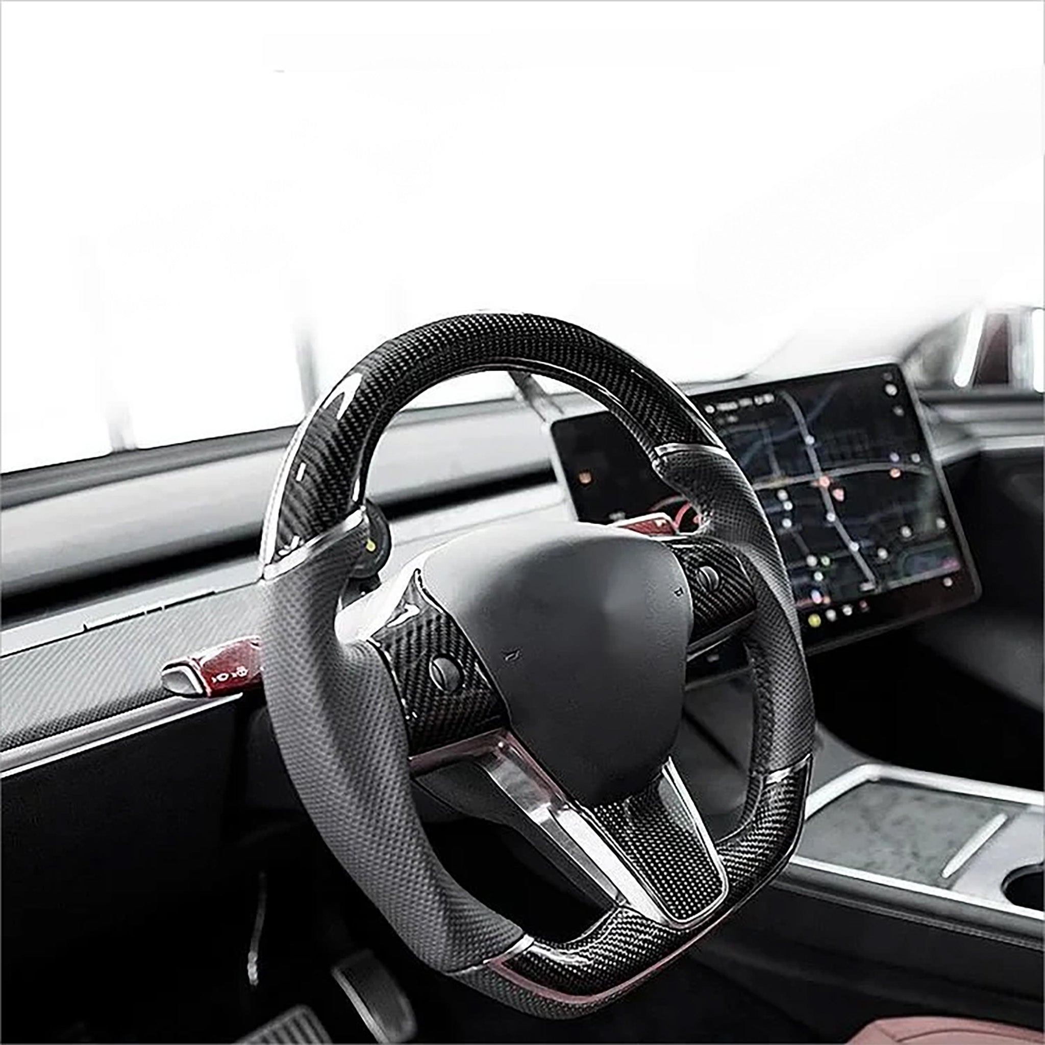 Carbon Fiber Sport Steering Wheel Upgrade for Tesla Model 3 (2017–2023.09) & Model Y (2020–2025.02) – Luxury Custom Interior Upgrade