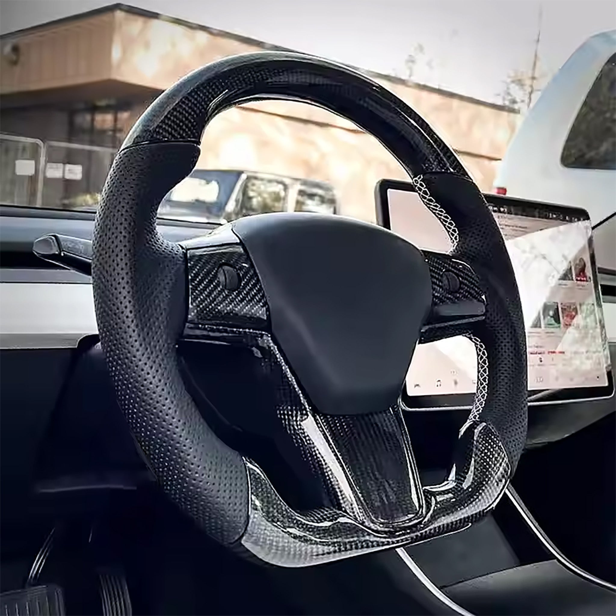 Carbon Fiber Sport Steering Wheel Upgrade for Tesla Model 3 (2017–2023.09) & Model Y (2020–2025.02) – Luxury Custom Interior Upgrade