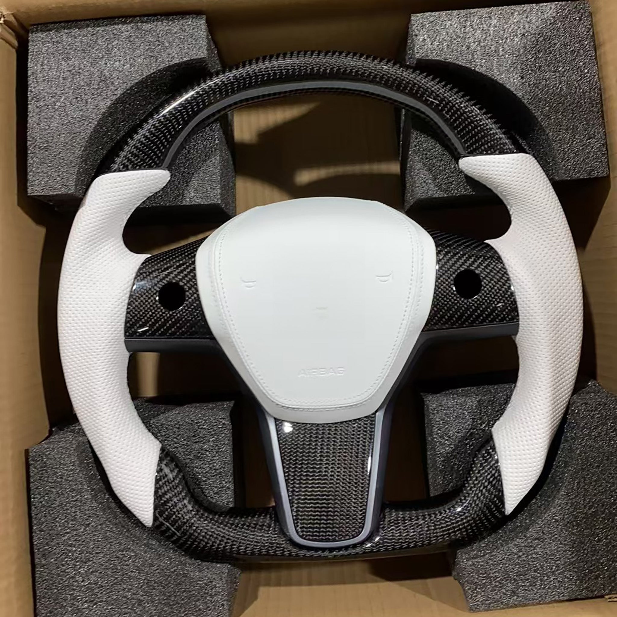 Carbon Fiber Sport Steering Wheel Upgrade for Tesla Model 3 (2017–2023.09) & Model Y (2020–2025.02) – Luxury Custom Interior Upgrade