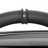 Black Tesla Steering Wheel Center Marker – Suede & Carbon Fiber Sport Style Trim for Model 3, Y, S, X