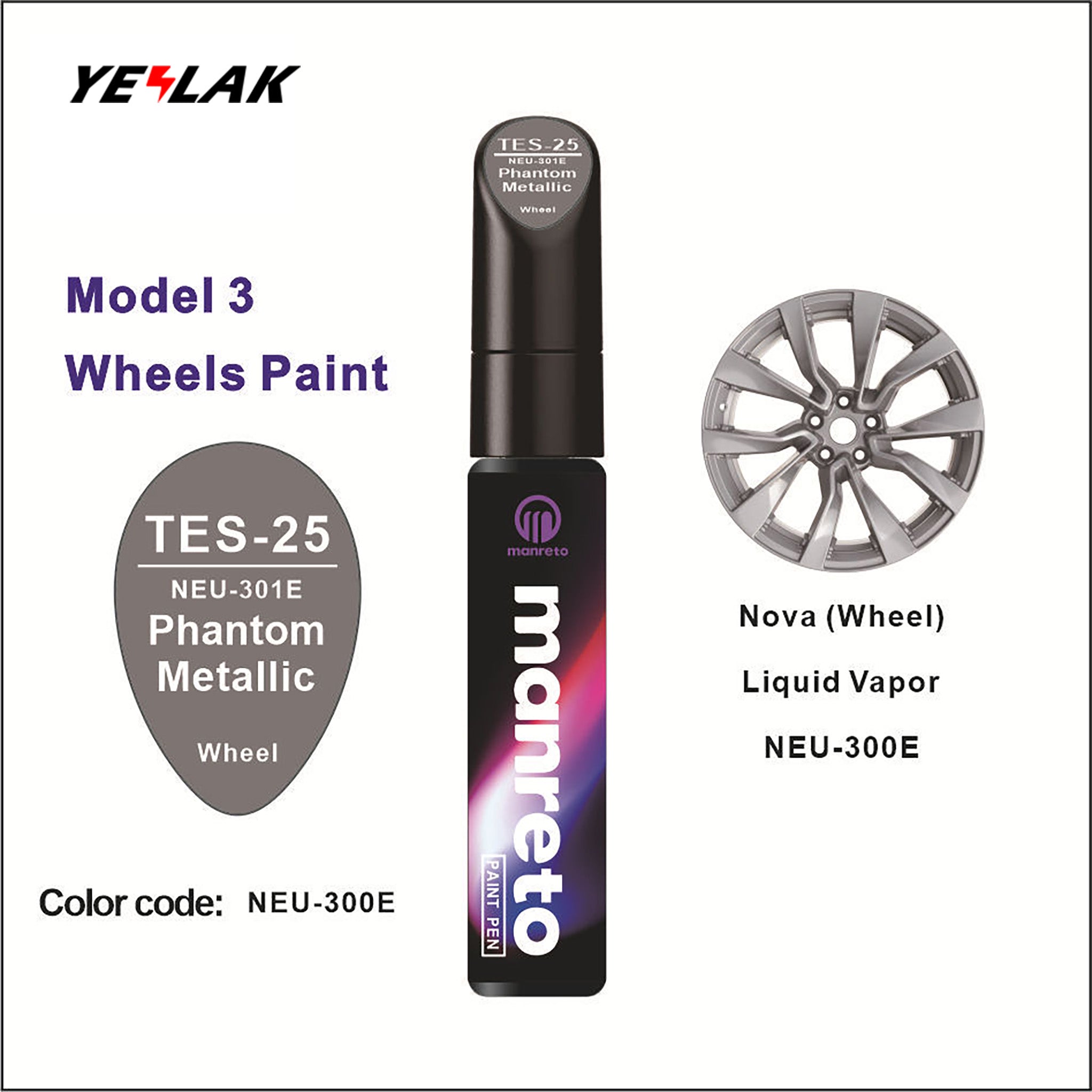Tesla Touch-Up Paint Pen Repair Kit - Precision Color Match for All Tesla Models & Wheels