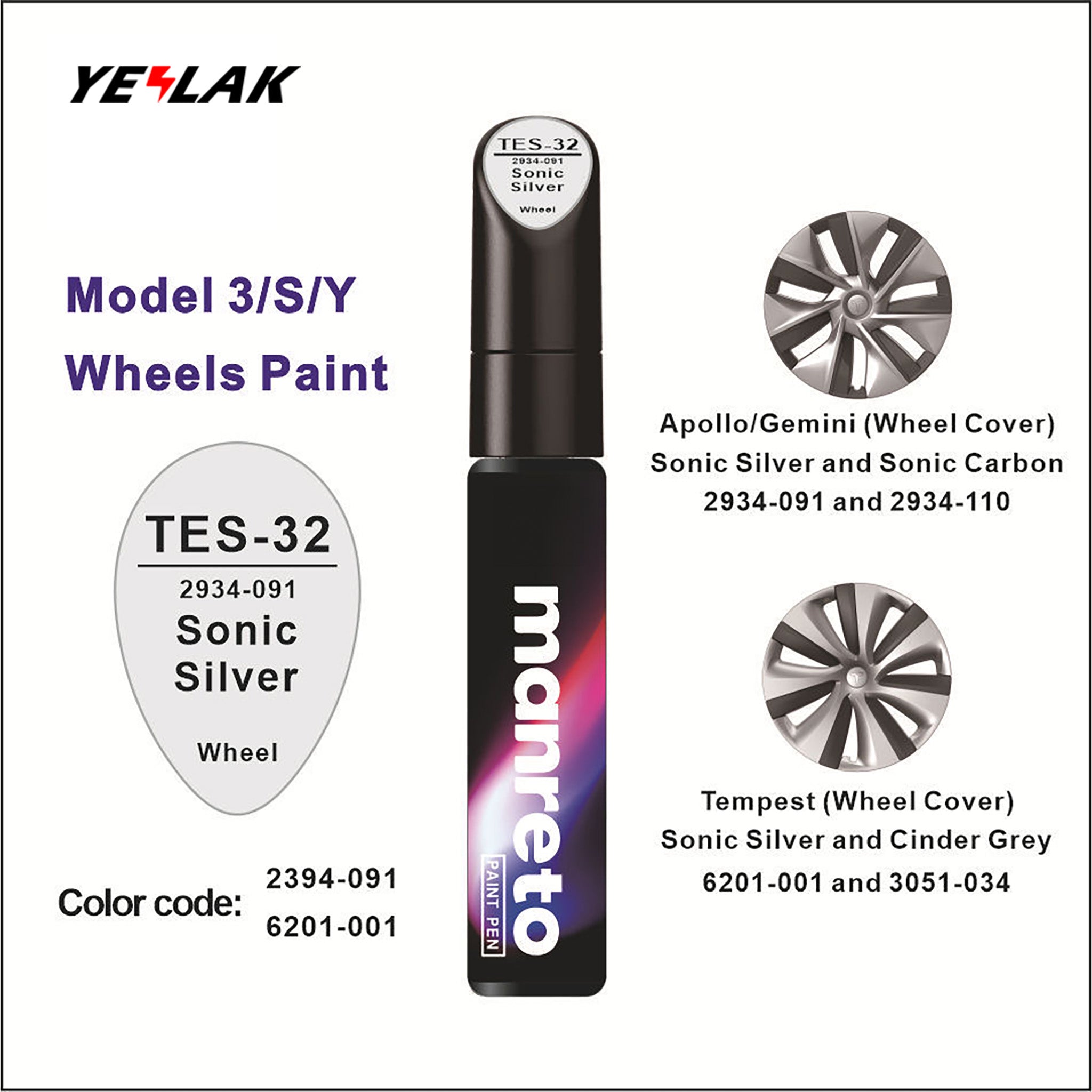 Tesla Touch-Up Paint Pen Repair Kit - Precision Color Match for All Tesla Models & Wheels