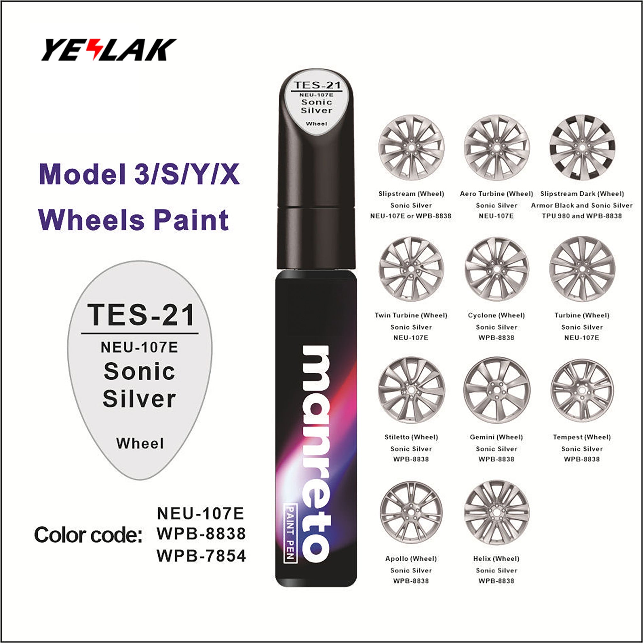 Tesla Touch-Up Paint Pen Repair Kit - Precision Color Match for All Tesla Models & Wheels