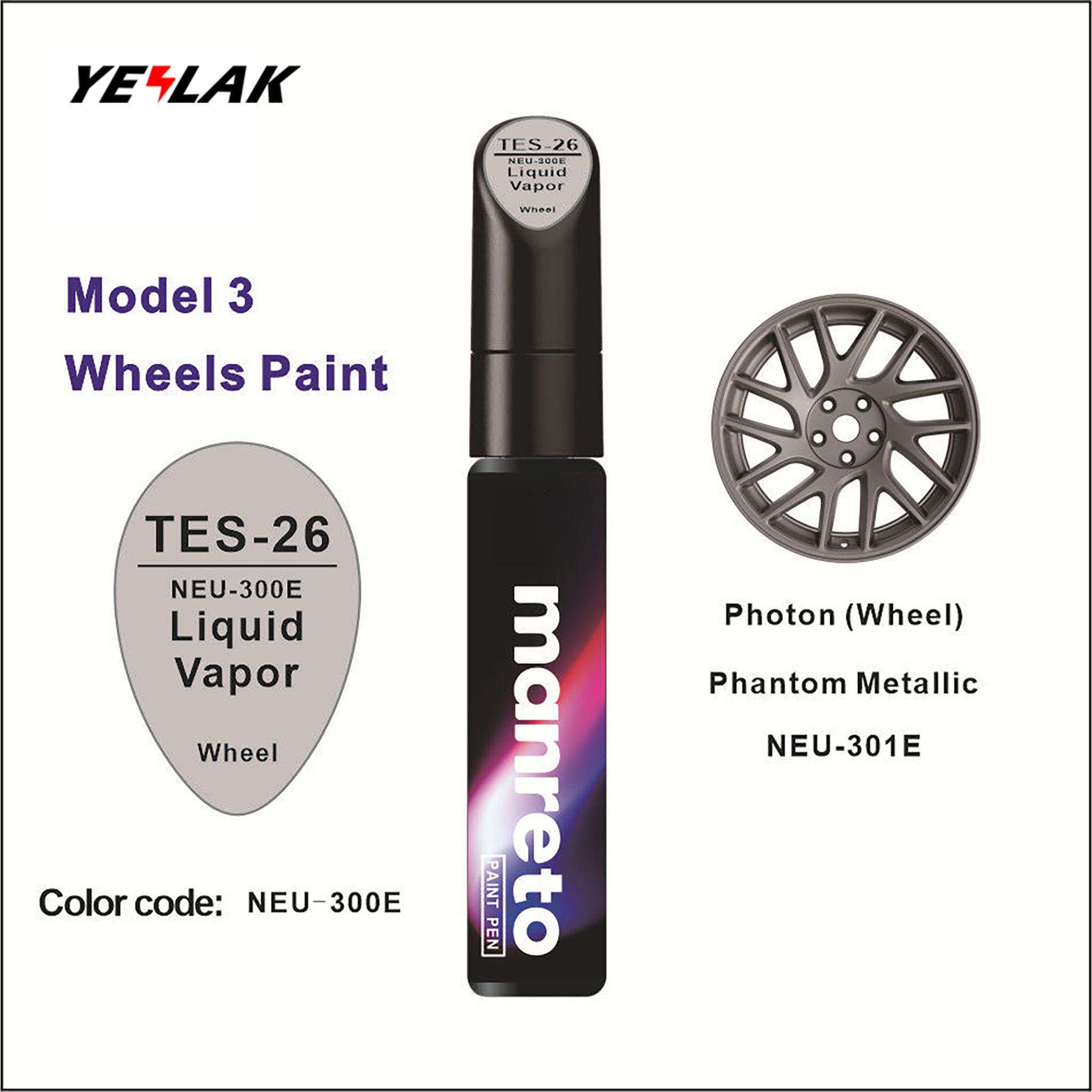 Tesla Touch-Up Paint Pen Repair Kit - Precision Color Match for All Tesla Models & Wheels