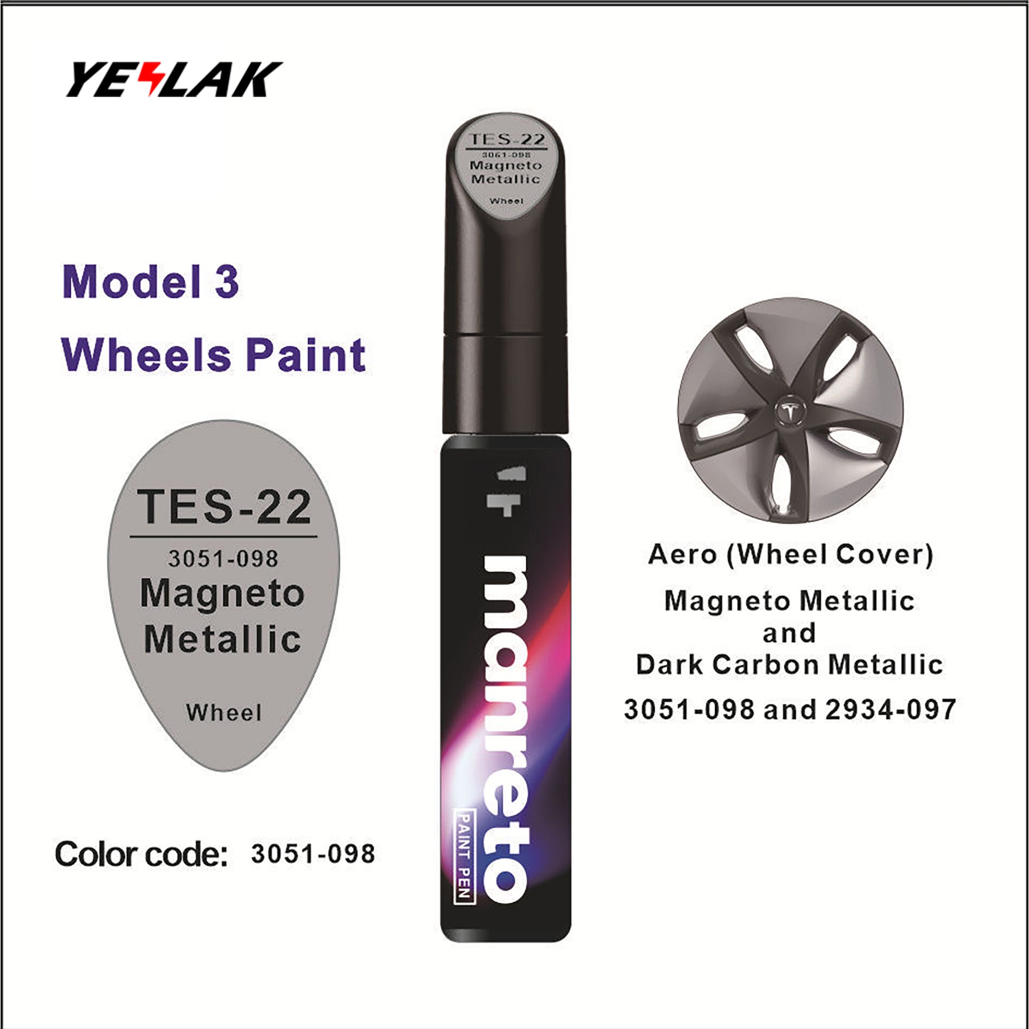 Tesla Touch-Up Paint Pen Repair Kit - Precision Color Match for All Tesla Models & Wheels
