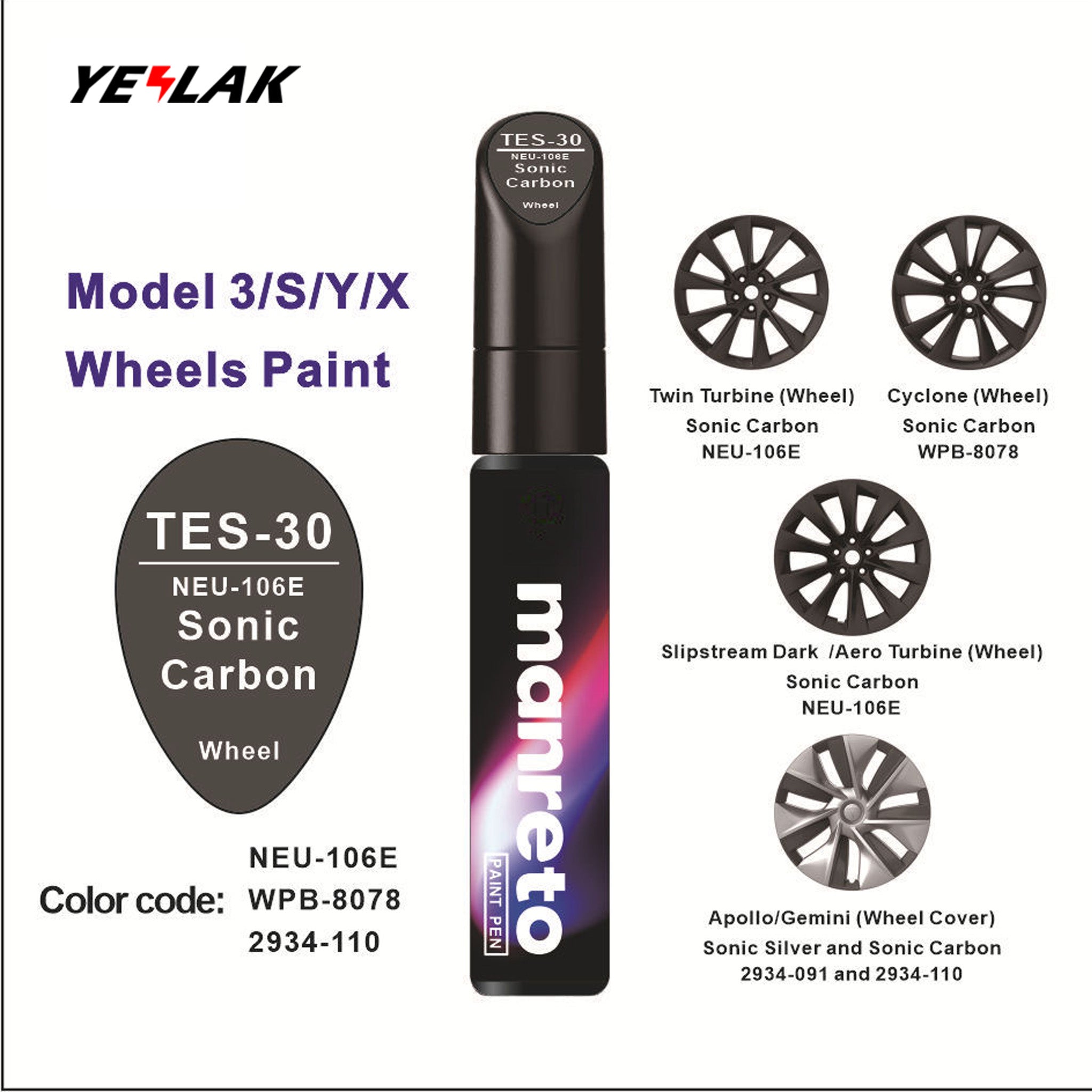 Tesla Touch-Up Paint Pen Repair Kit - Precision Color Match for All Tesla Models & Wheels