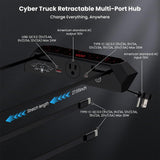 Tesla Cybertruck Center Console Multi-Ports USB Hub with Retractable Cables