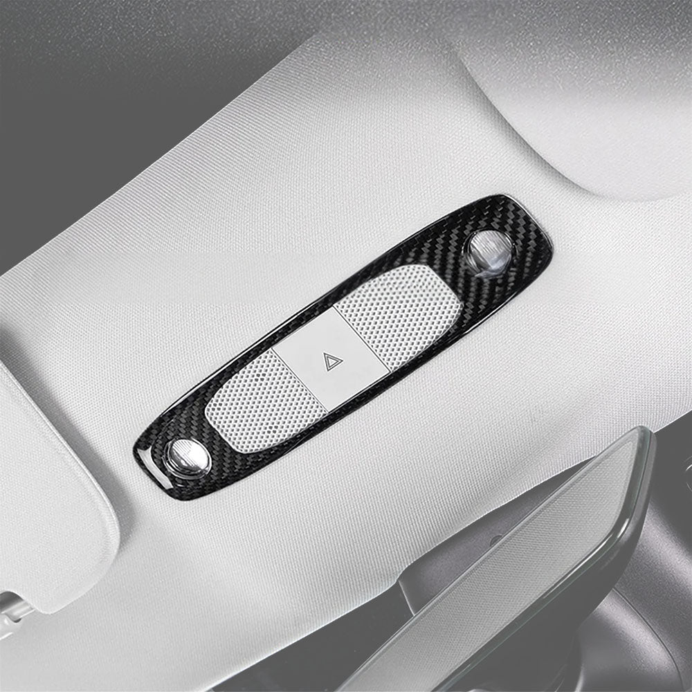 Real Carbon Fiber Reading Light Trim Cover installed on Tesla Model Y